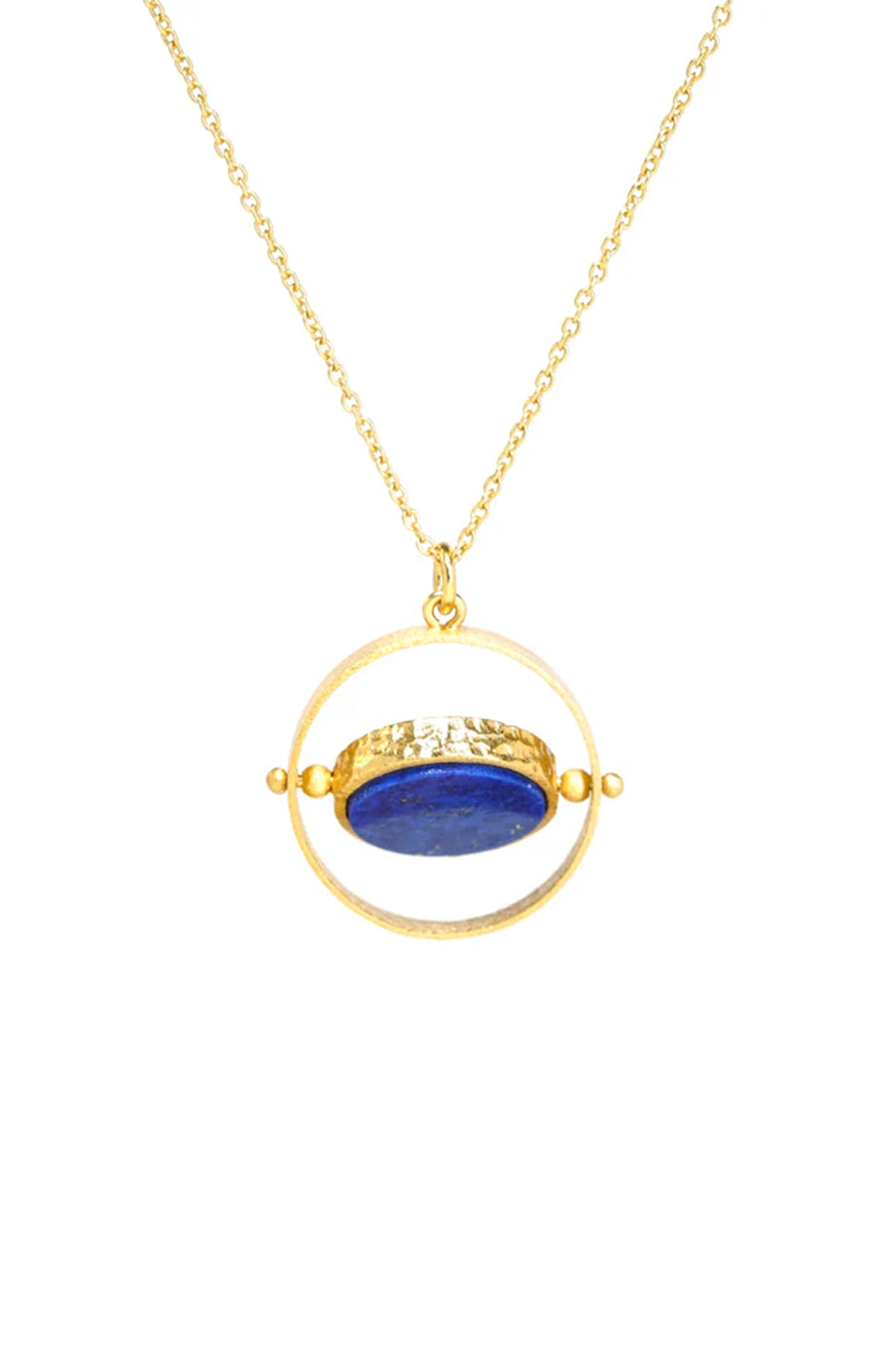 Collier En Or 9 Carats Avec Fermoir Baril Et Lapis-Lazuli - Début XXème Siècle - Occasion