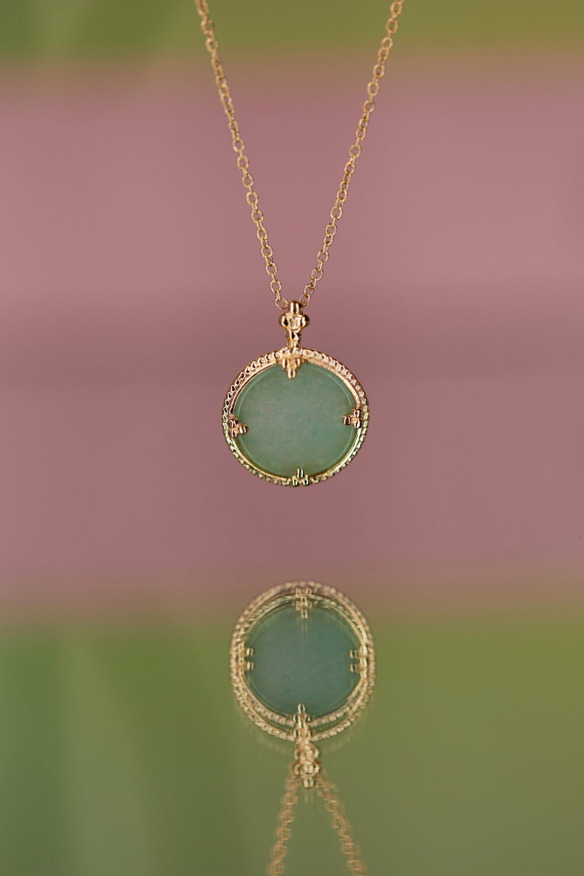 Collier Long En Pierre D'aventurine Verte - 1 Mètre - Style Années 80 - Neuf Sans Emballage